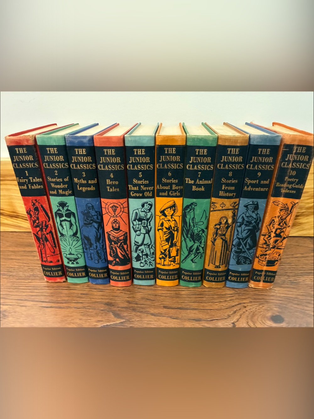 Vintage “The Junior Classics” colorful vintage book set - multi